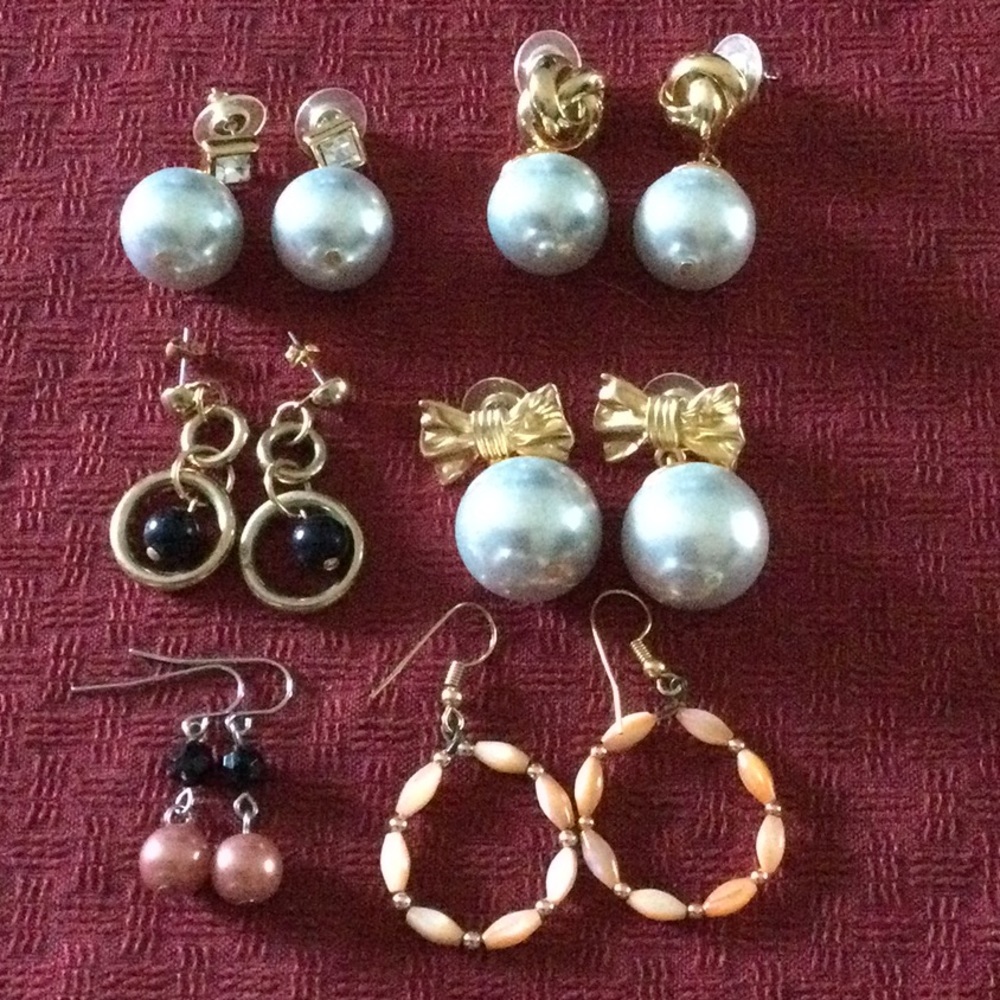 CLEARANCE Six Pairs of Bead Pierced Earrings